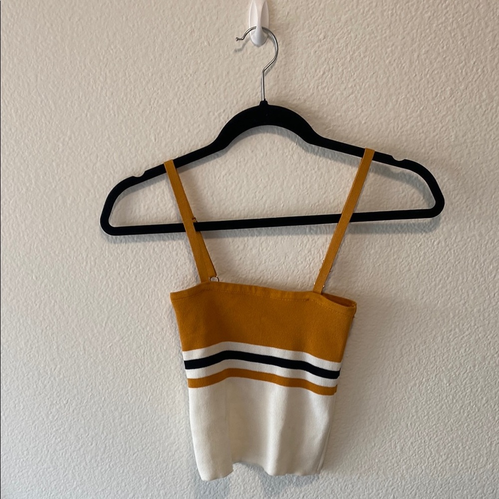 Sky and Sparrow Yellow and Brown Fitted Crop Top